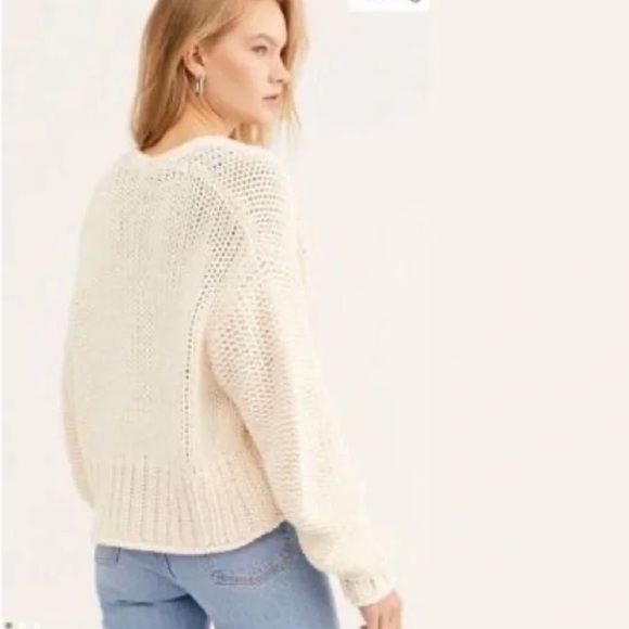 FREE People Cream Glow For It Chunky knit Cardigan size Large L=12-14 - Picture 6 of 15